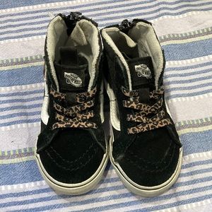 Kids high top black suede cheetah vans